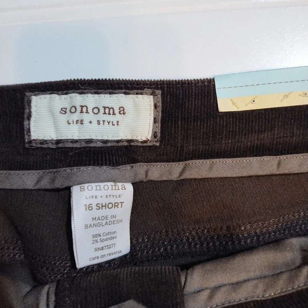 Sonoma Womens Brown Corduroy Pants‎ 16 S Bootcut Earthy Dark Academia Preppy NWT